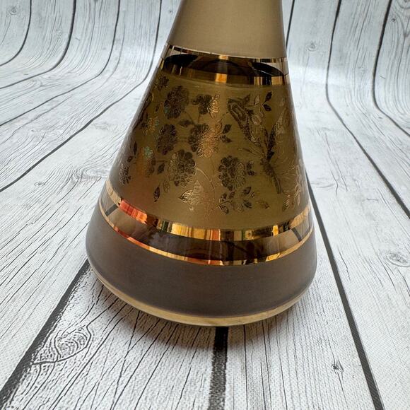 Vintage Genie Style Czech Bohemia Bottle Decanter w/Stopper 14” HEAVY Gold - Picture 5 of 8